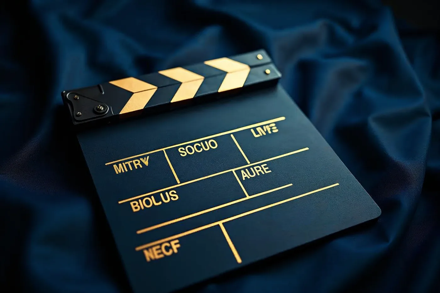 Filmklap med gyldne linjer