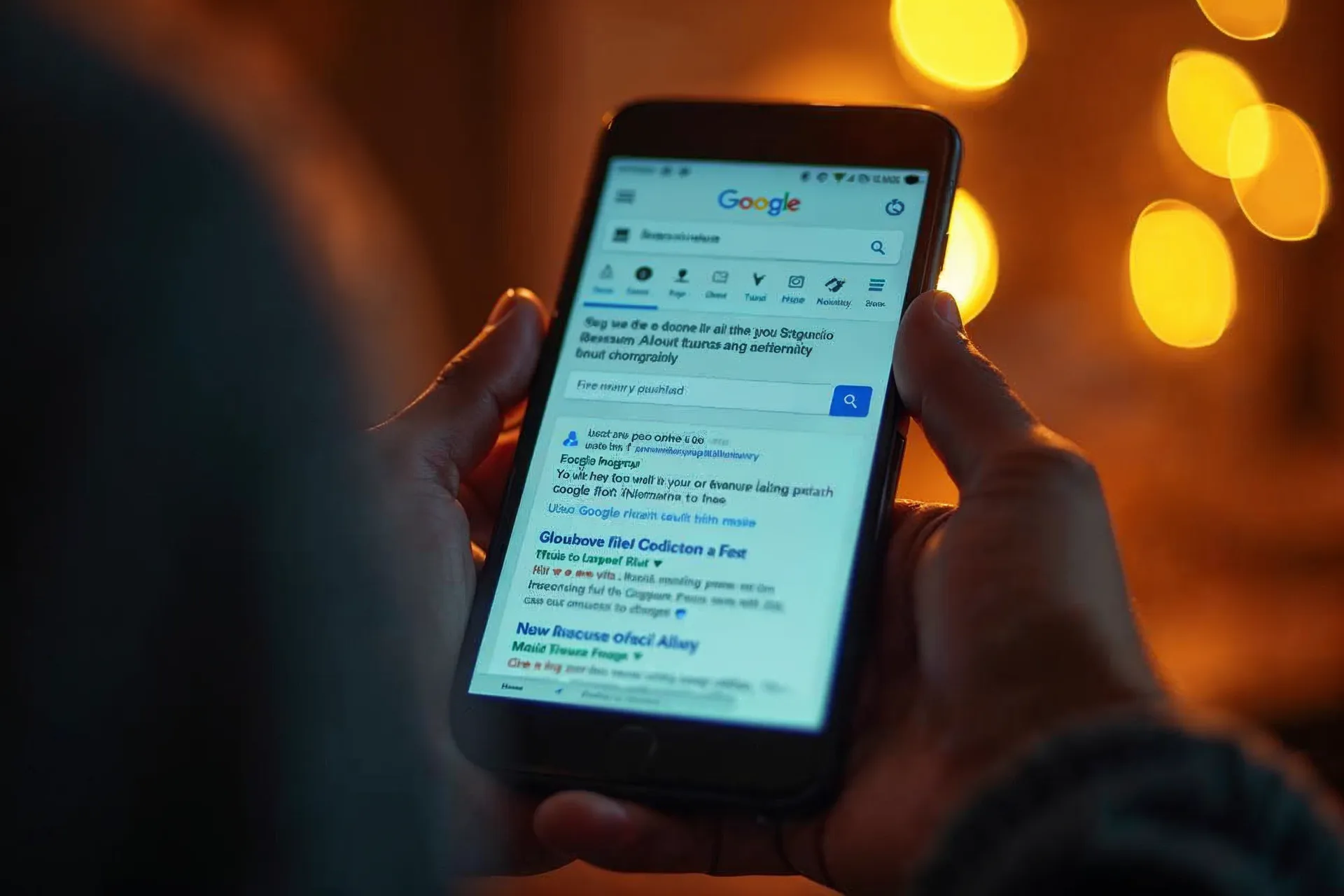 Stránka výsledků vyhledávání Google na smartphonu pro mobilní indexaci vícejazyčných webů.
