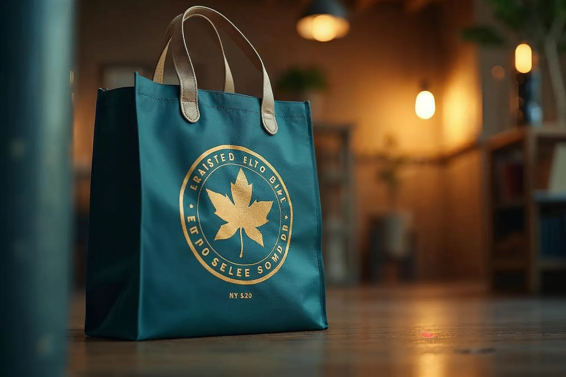 Genanvendelig indkøbspose med øko-logo til grøn shopping.
