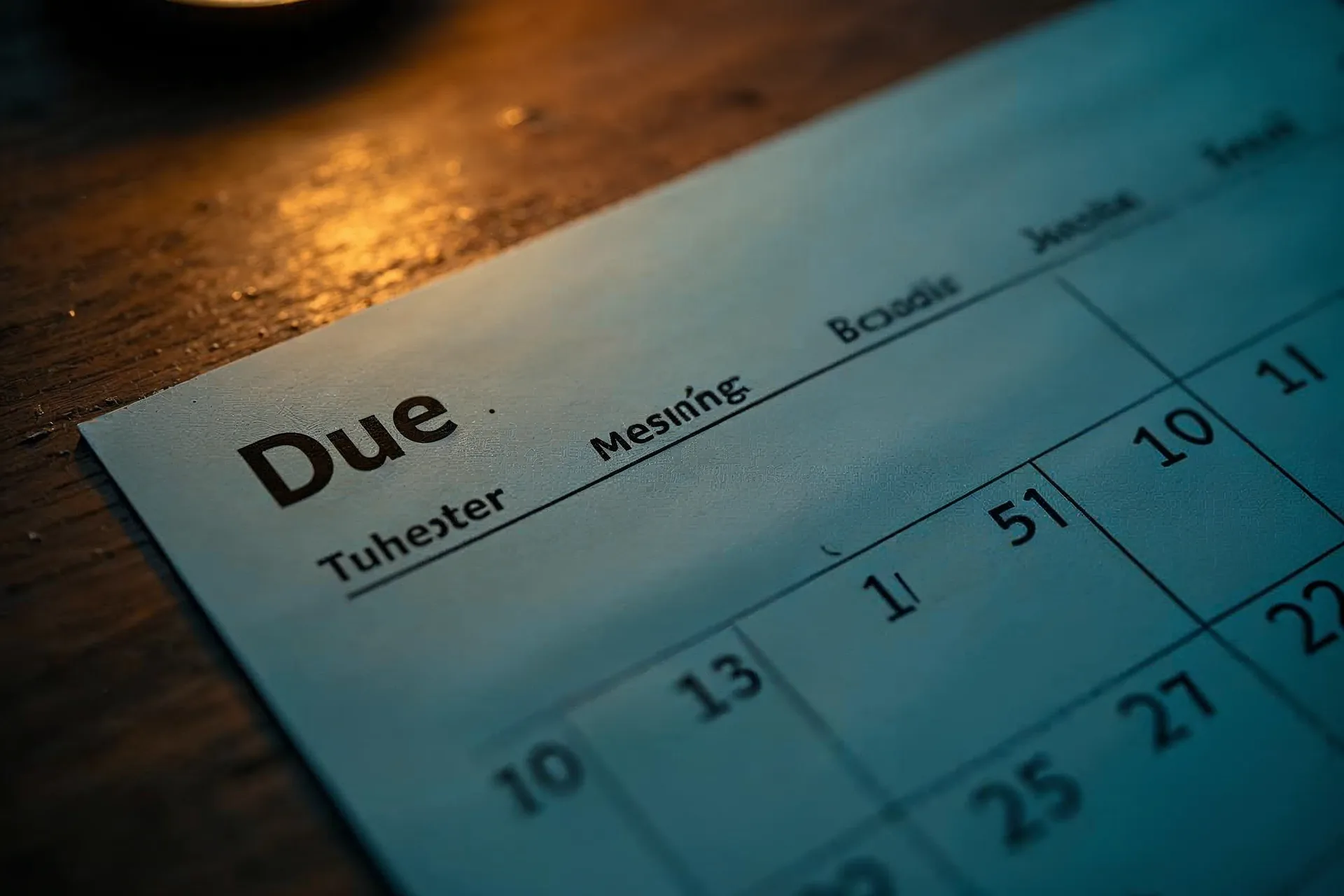 Kalender med markerede forfaldsdatoer for fakturaer i hele Europa.
