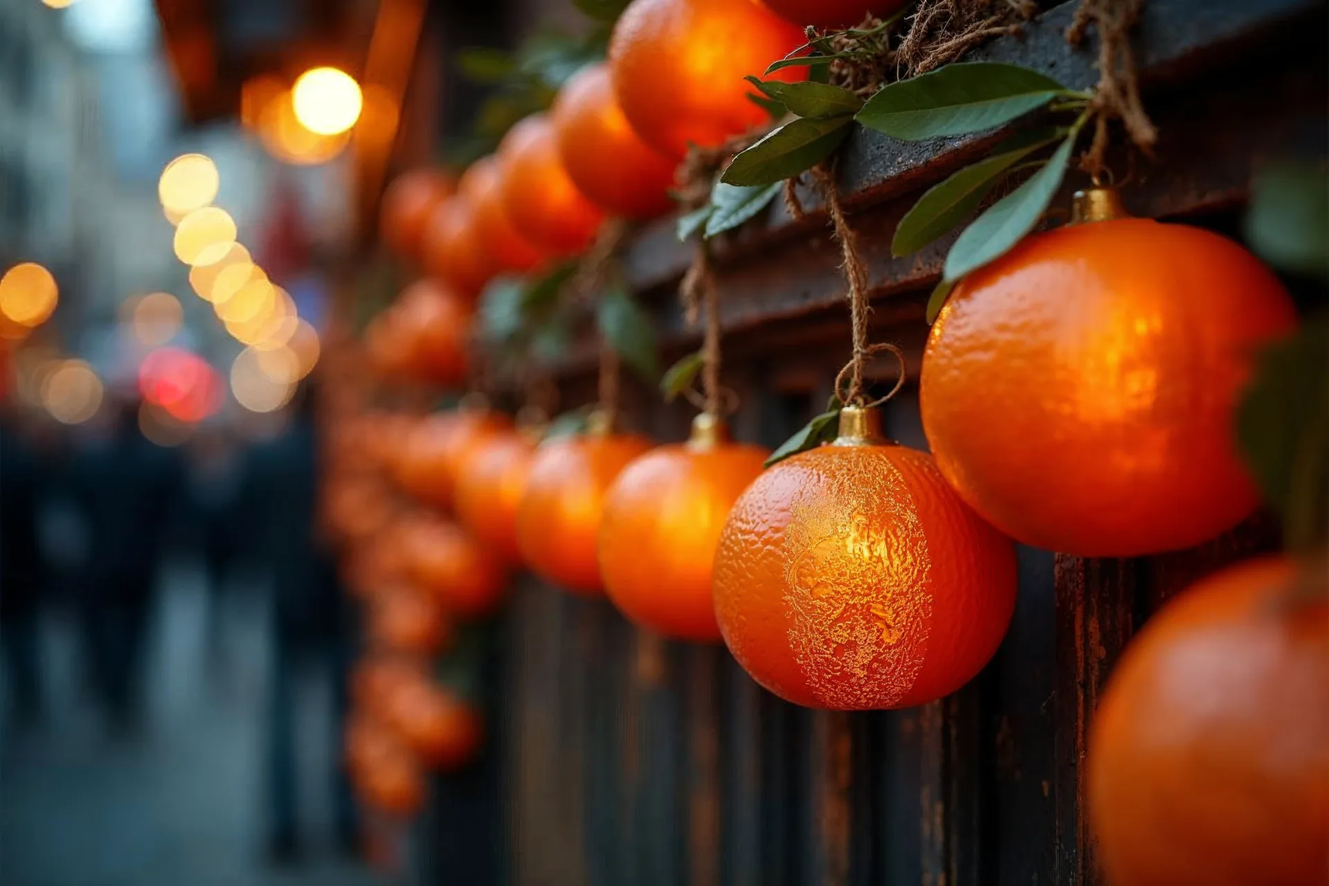 Oranžinės dekoracijos Nyderlandų karaliaus dienai mieste.