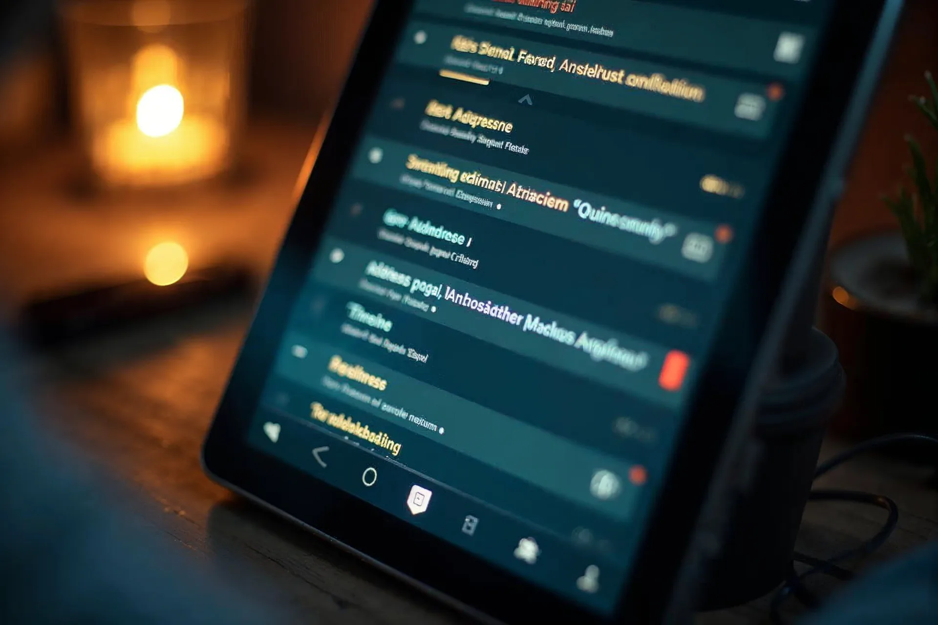 Tablet med inputfelter til adresseformater, tilpasset europæiske lande.