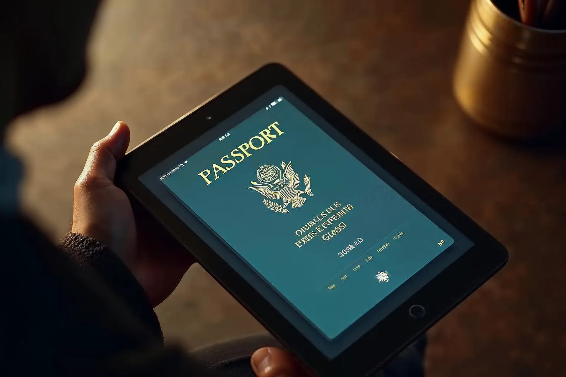 Tablet toont productpas met energie-efficiëntieklasse.