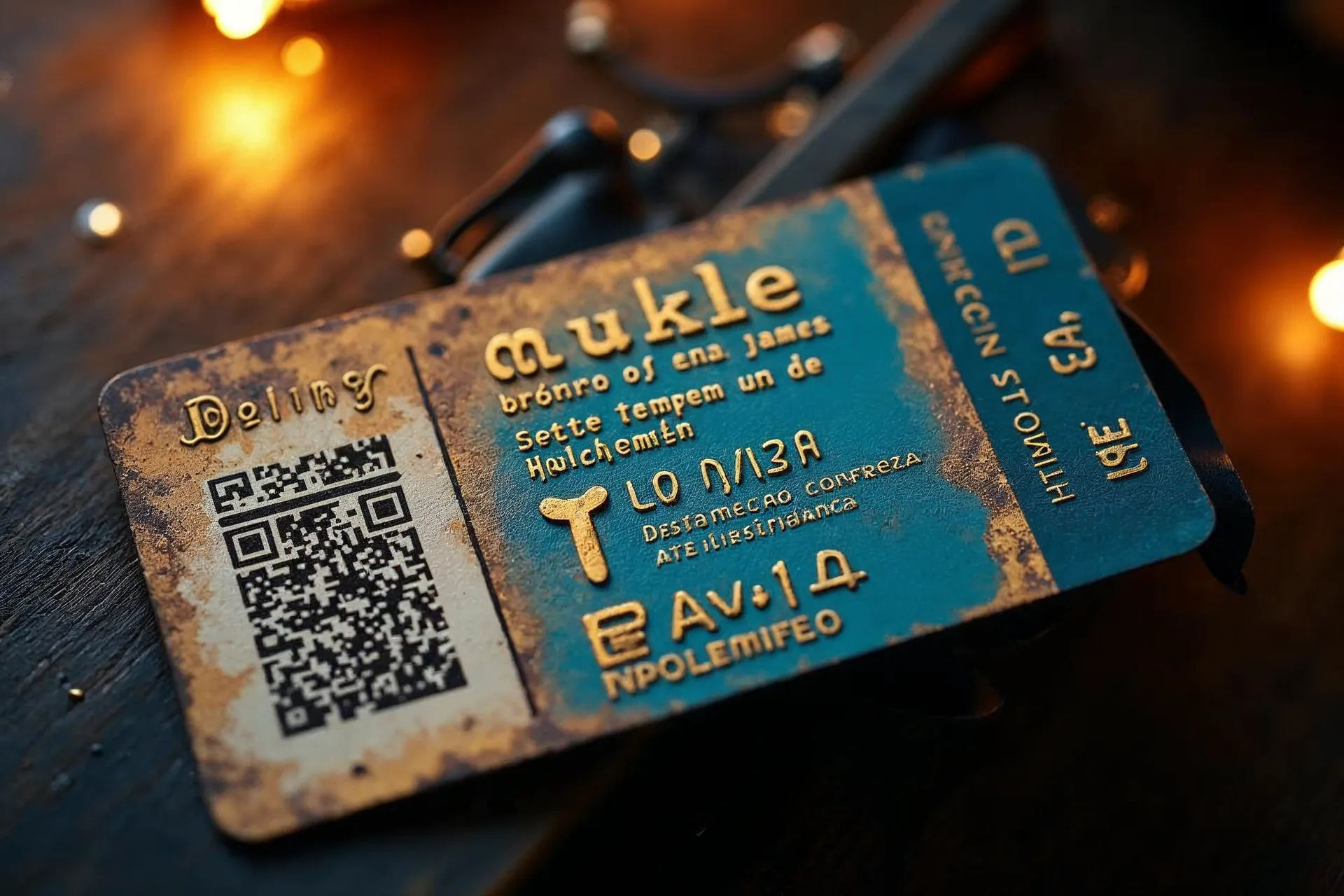 Billet med QR-kode og faninformationer på fransk og spansk.