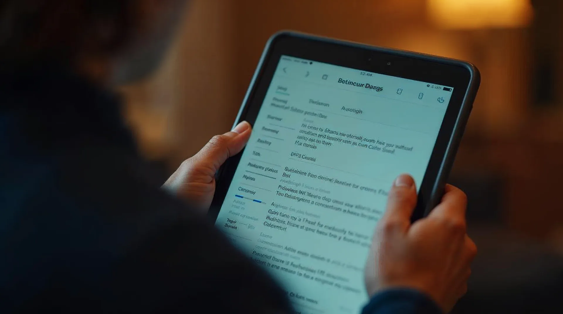 Person scroller på en tablet gennem en FAQ-side med accordion