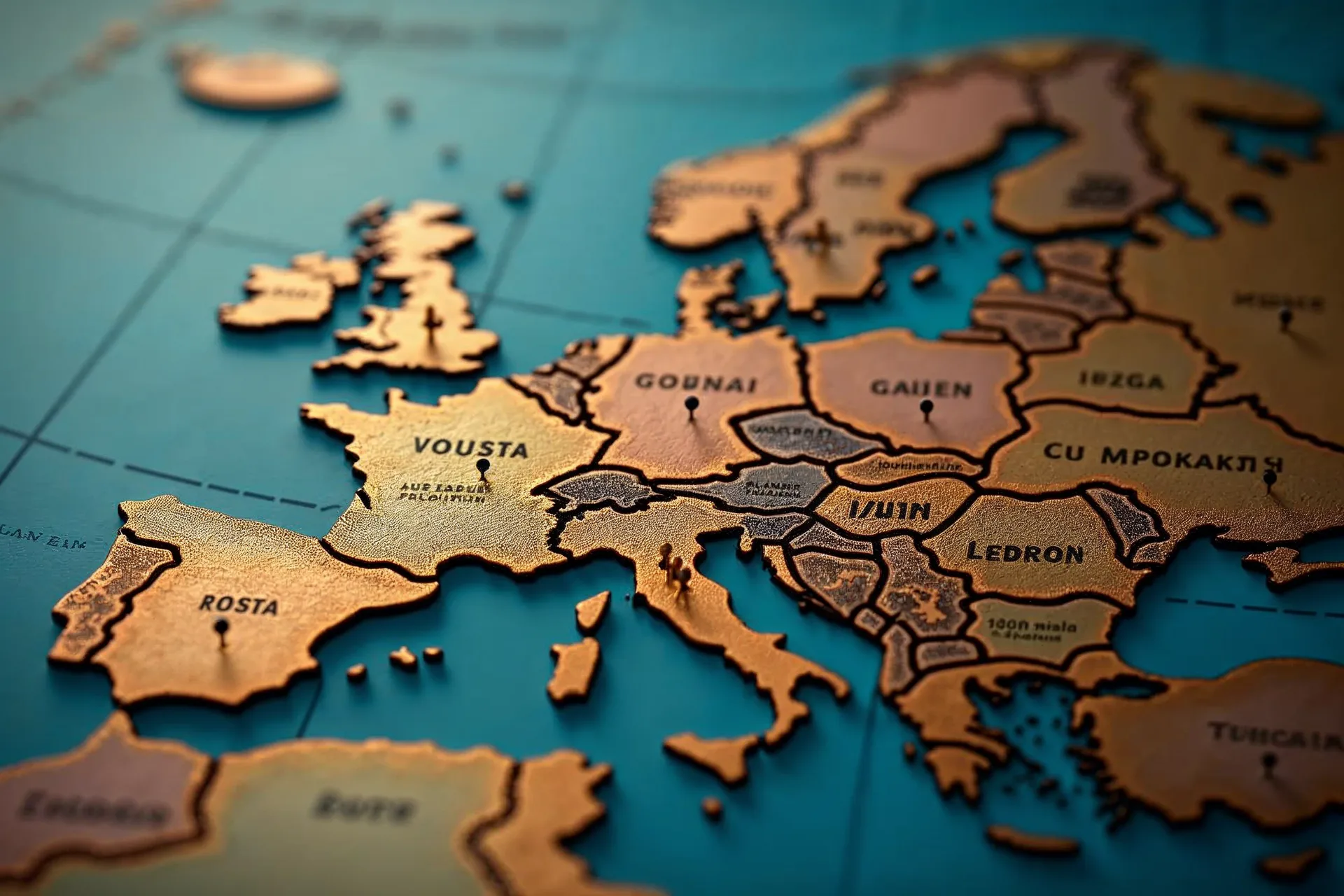 Europakarte mit Markierungen für Unternehmensstandorte in vielen Ländern