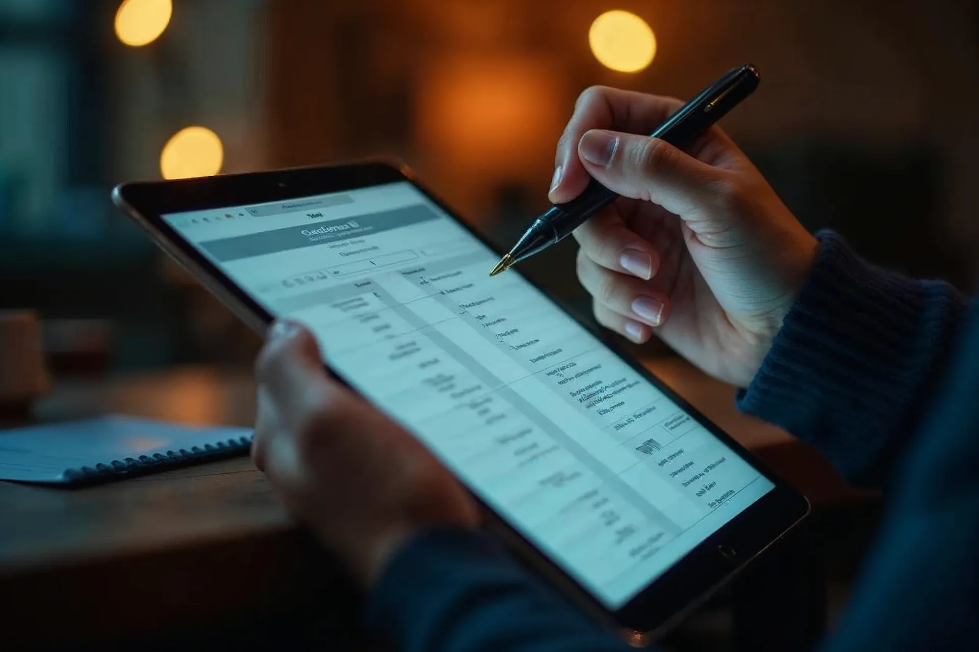 Person, die auf einem Tablet ein Kontaktformular ausfüllt