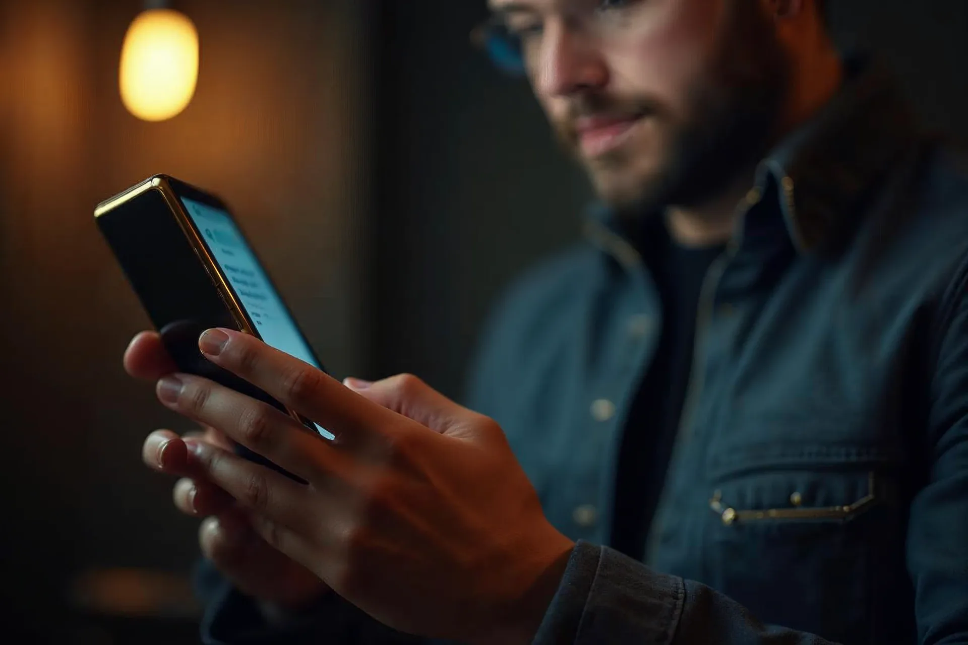 Person liest eine Benachrichtigung auf dem Smartphone.