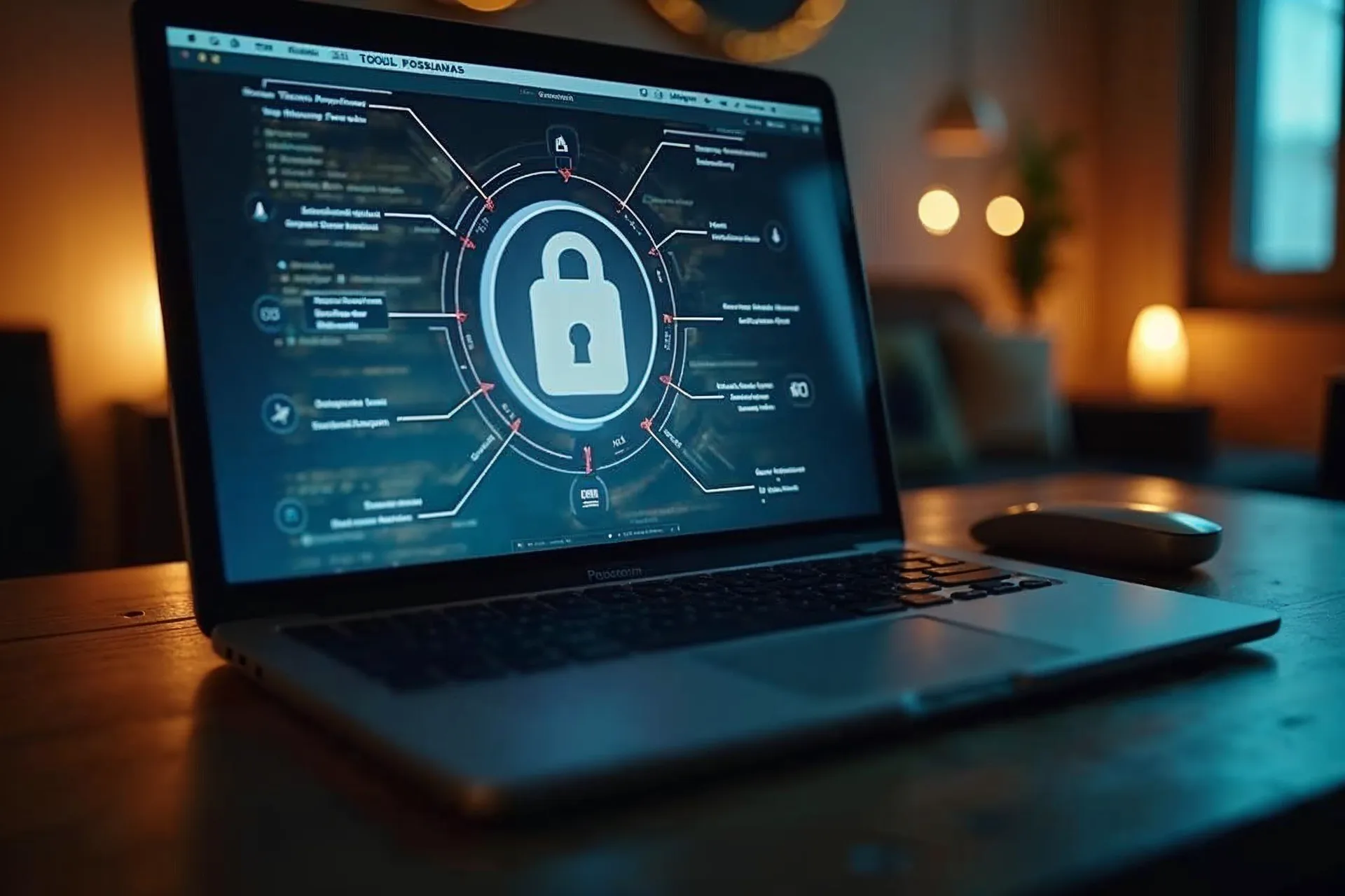 Laptop zeigt ein Datenschutz-Popup mit Aufzählungspunkten an.