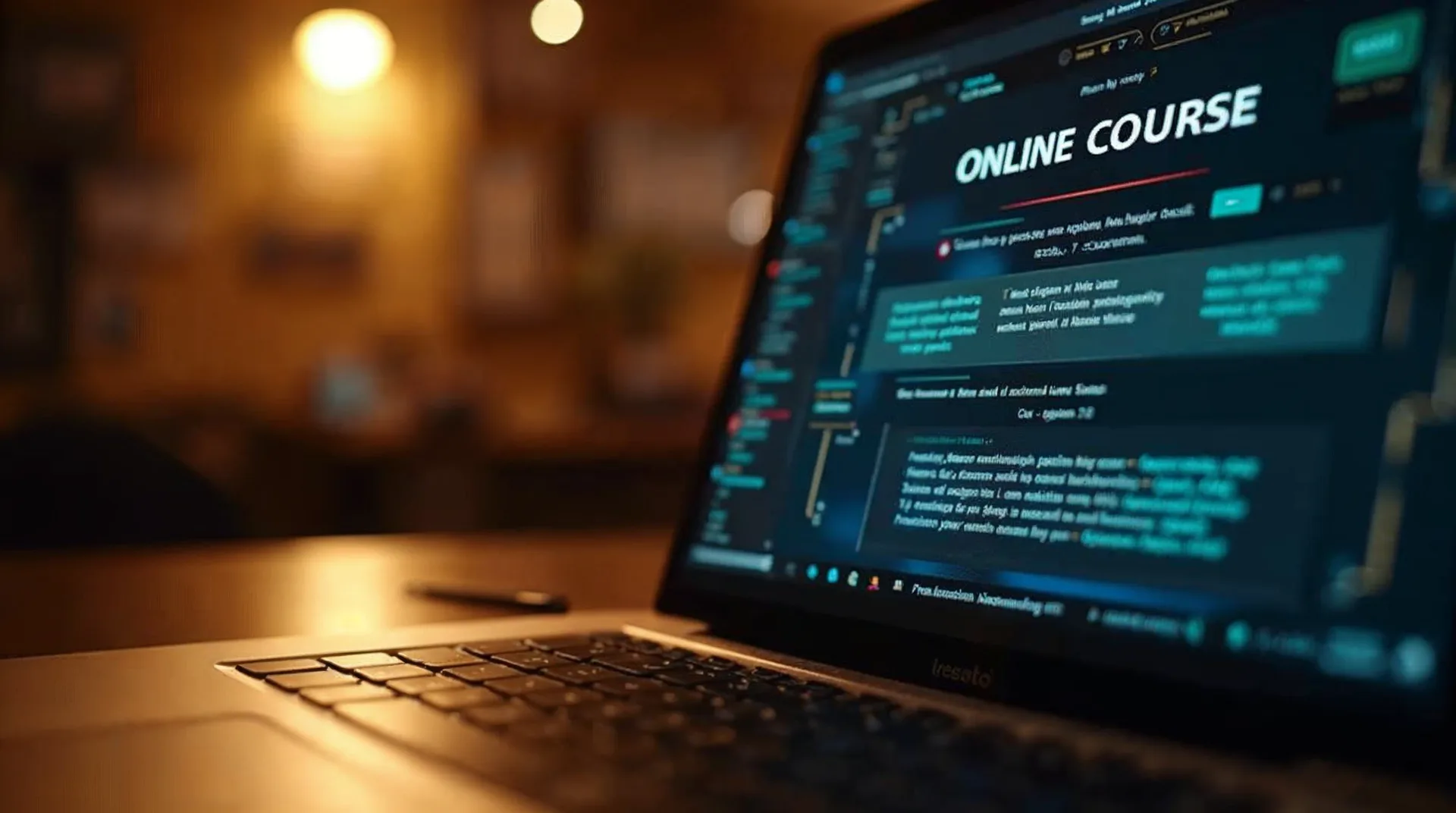 Rozhraní online kurzu na notebooku.