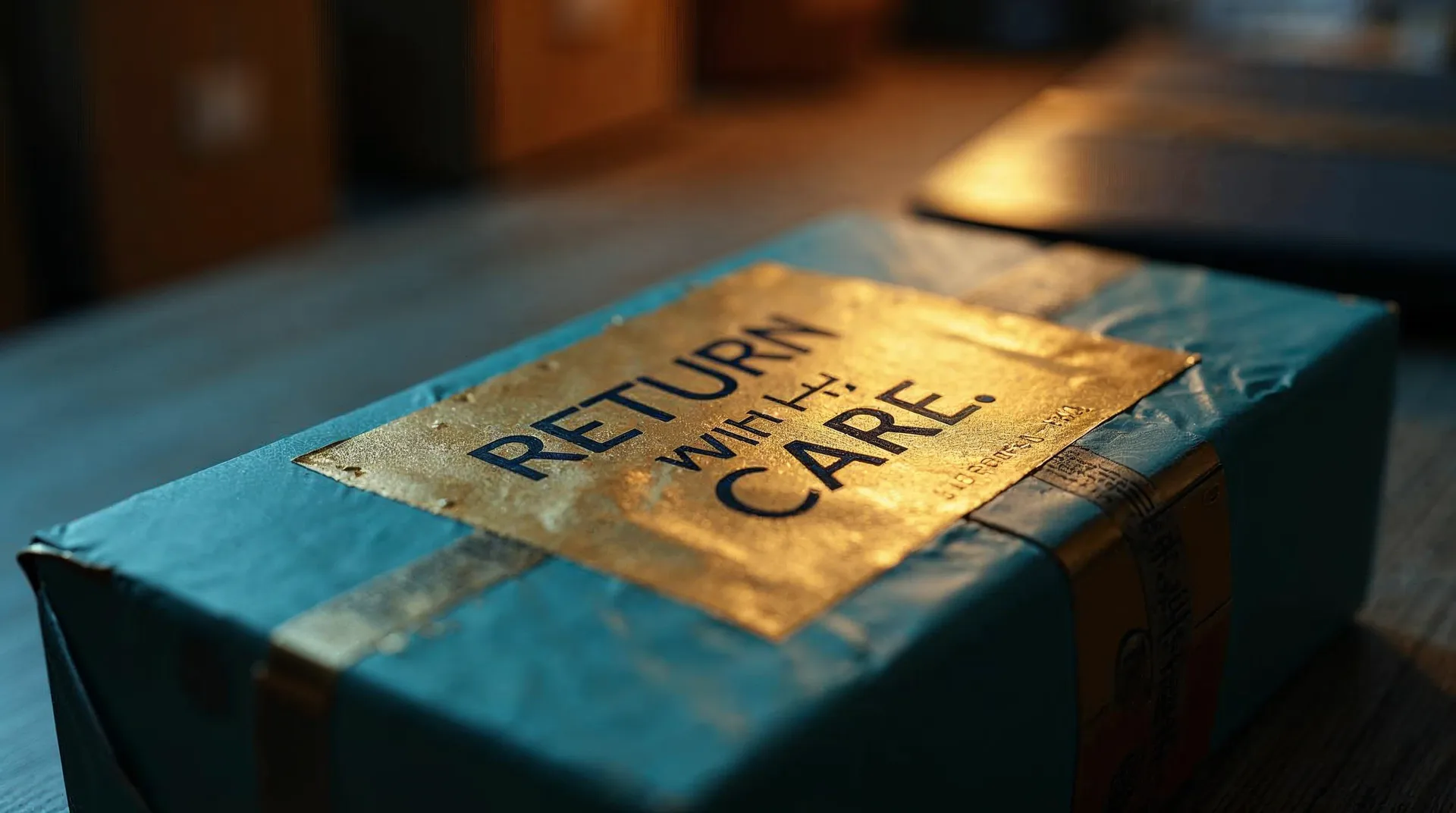 A return package with a care label attached.