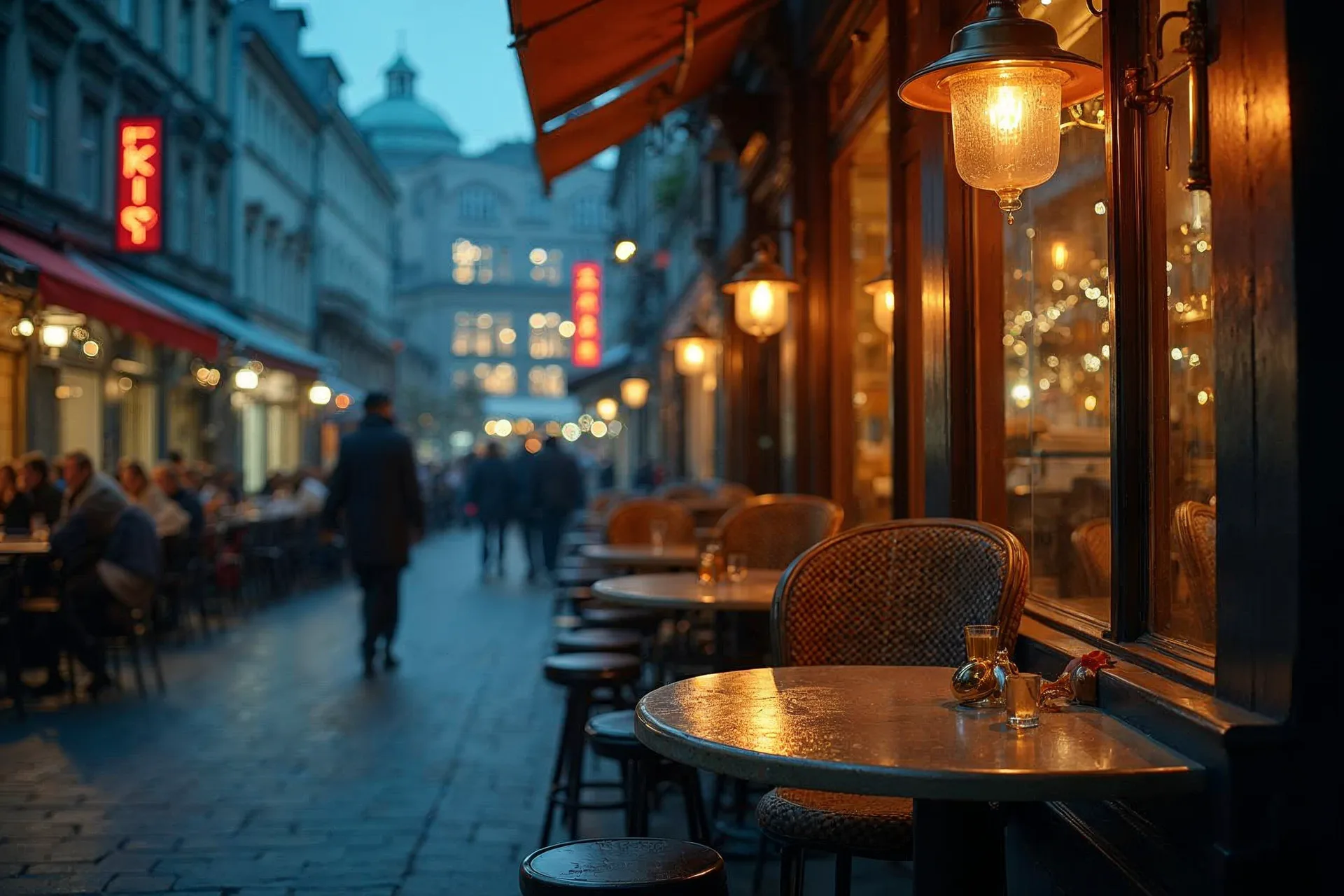 Gadebillede i Helsinkis Design District med moderne butikker.