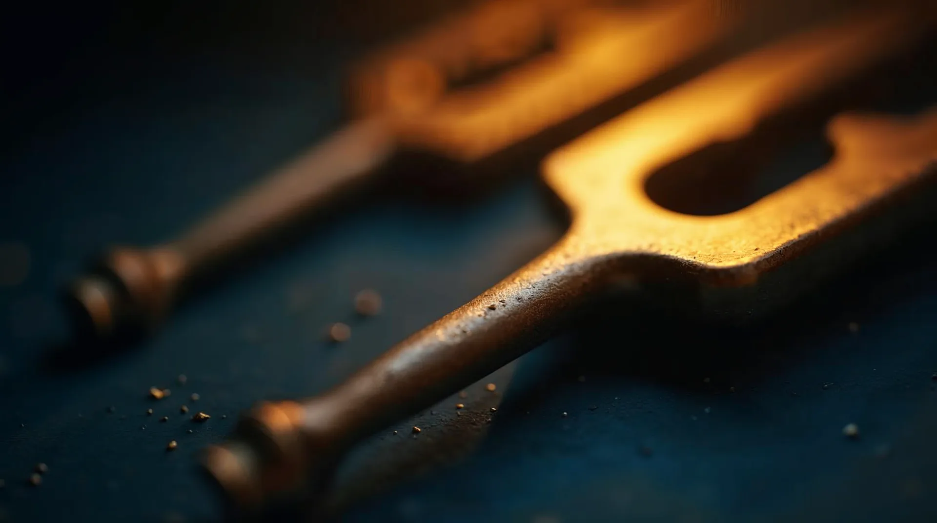 Two tuning forks resonating together.
