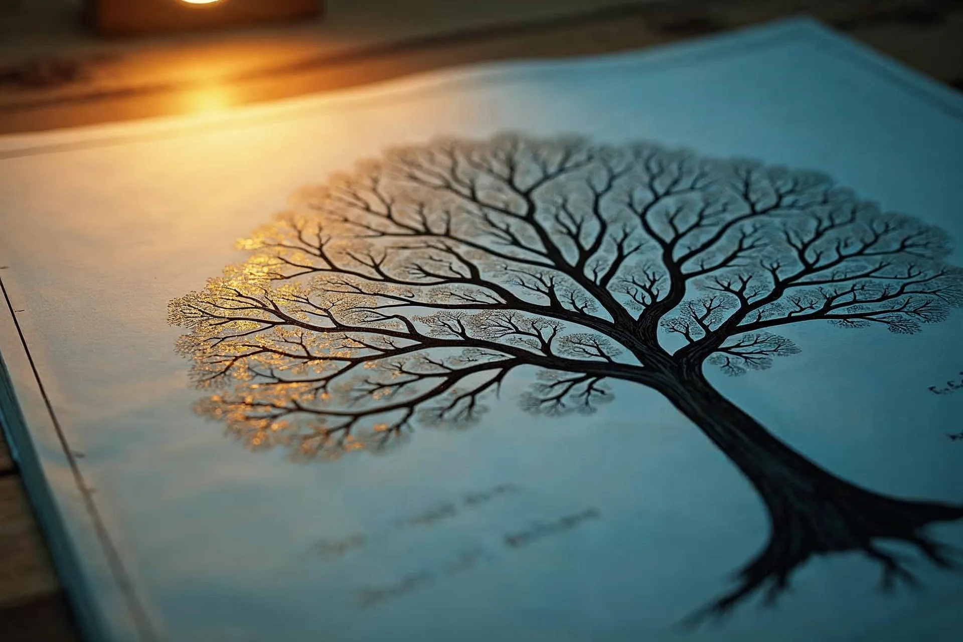Diagrama de árbol en papel ilustra la estructura jerárquica de la información.